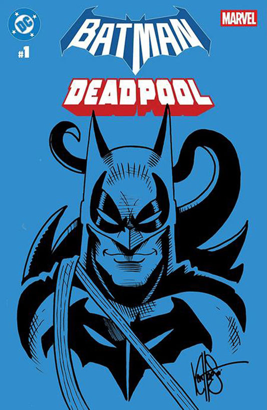 DF DC/Marvel Batman/Deadpool #1 Blank Variant Signed And Remarked By Ken Haeser With A Deadbat Sketch